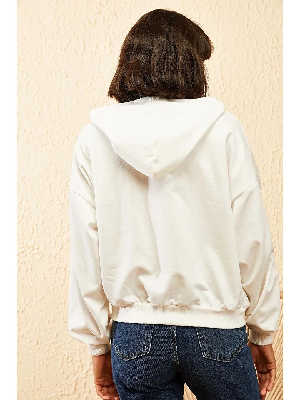 SHADE Beyaz Kadın Kapüşonlu Baskılı Oversize Sweatshirt - 3