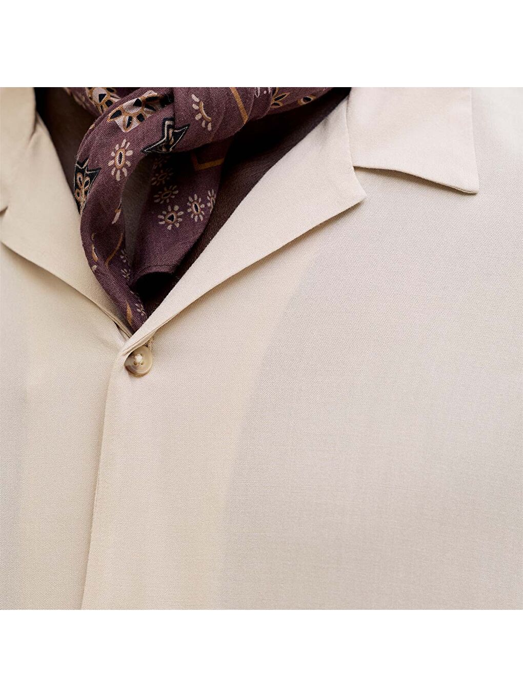 Jeff Resort Solid Erkek Bej Gömlek-4