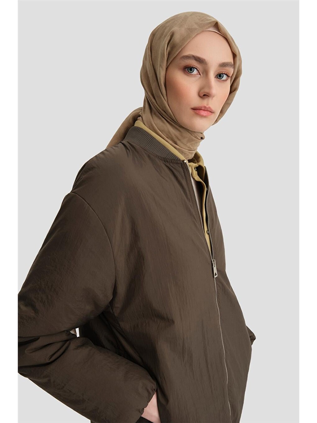 Yaka Ribanalı Bomber Mont 24kd7522 Haki-1