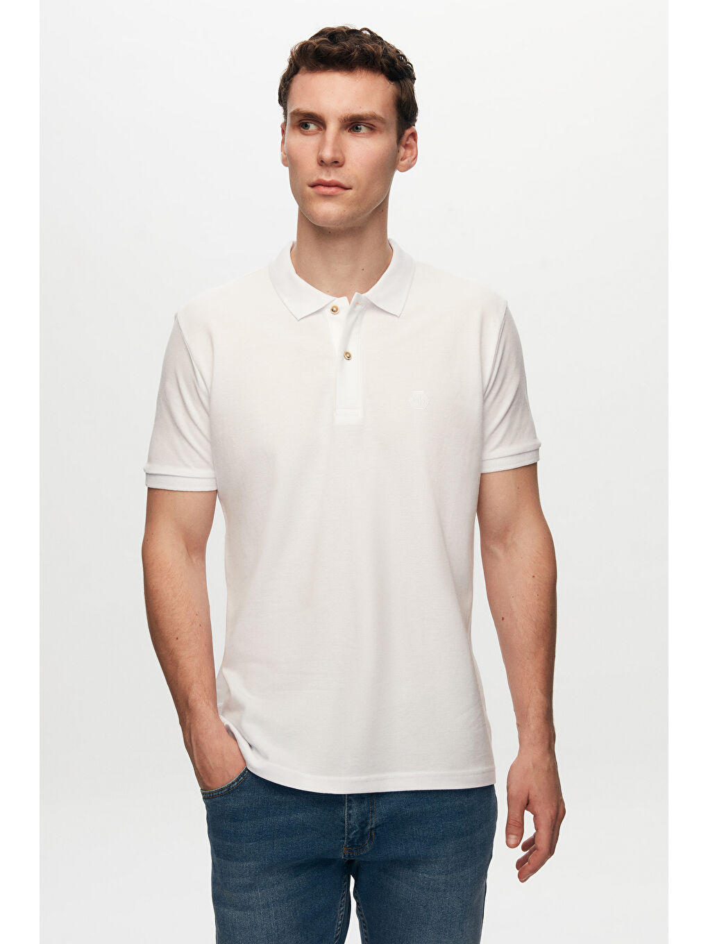 Mavi Regular Fit Saks/Kiremit/Beyaz Pike Dokulu %100 Pamuk Polo Yaka T-Shirt-3