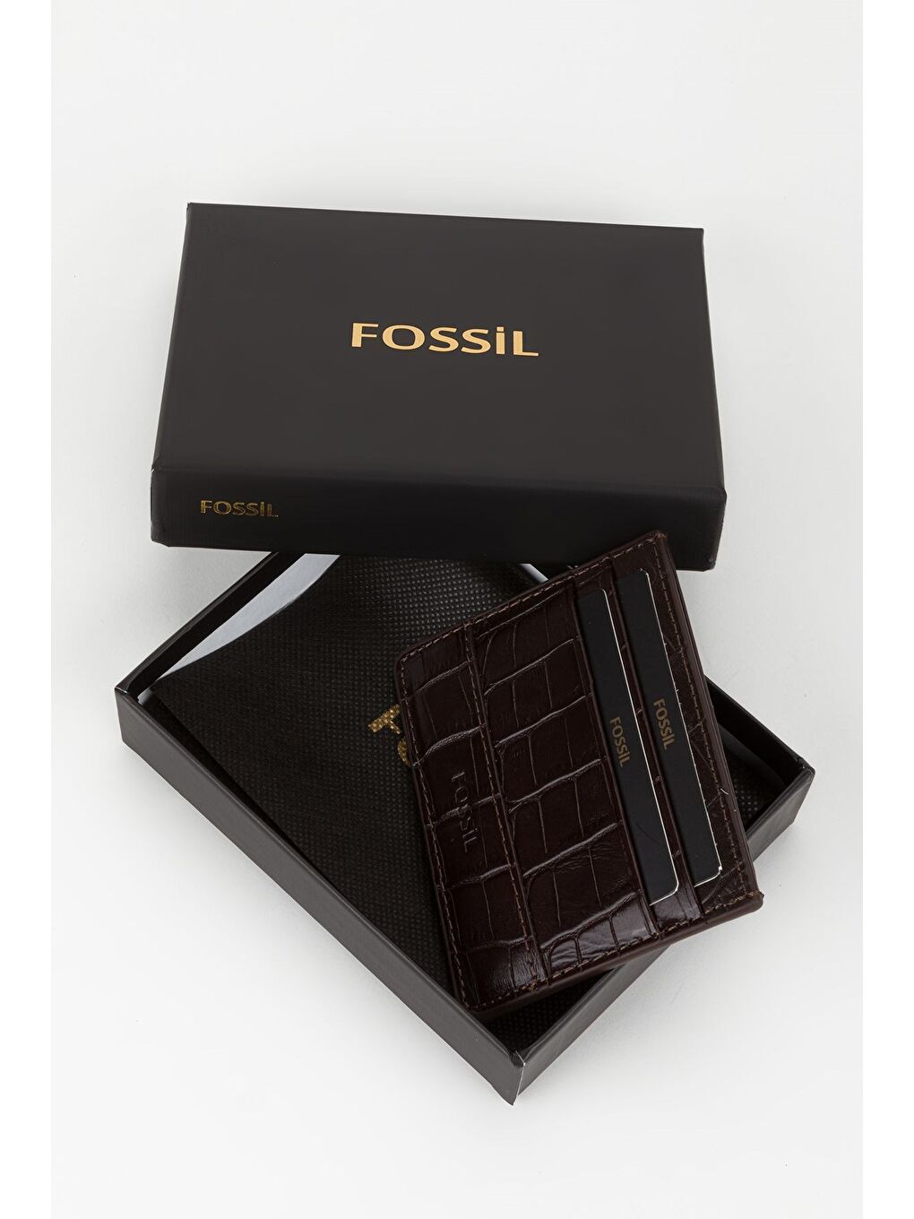 Kahverengi Kutulu Hakiki Deri Croco Kahve Unisex El Portföyü Cüzdan-5