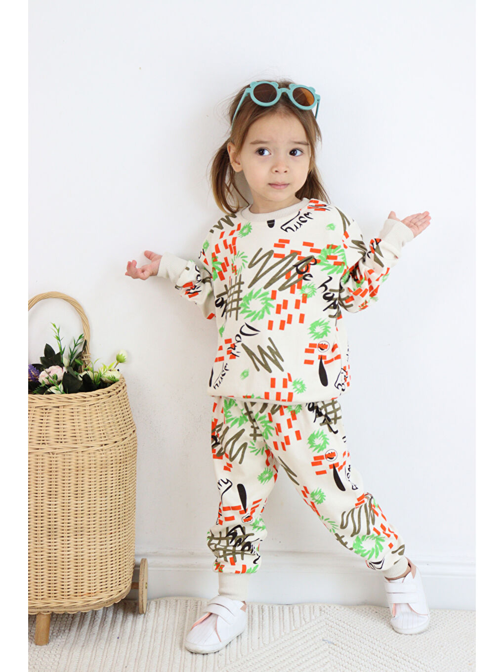 Harika KIDS Ekru Kız Çocuk Interlok Kumaş Orta Kalınlıkta Pamuklu Pijama Takımı - 4