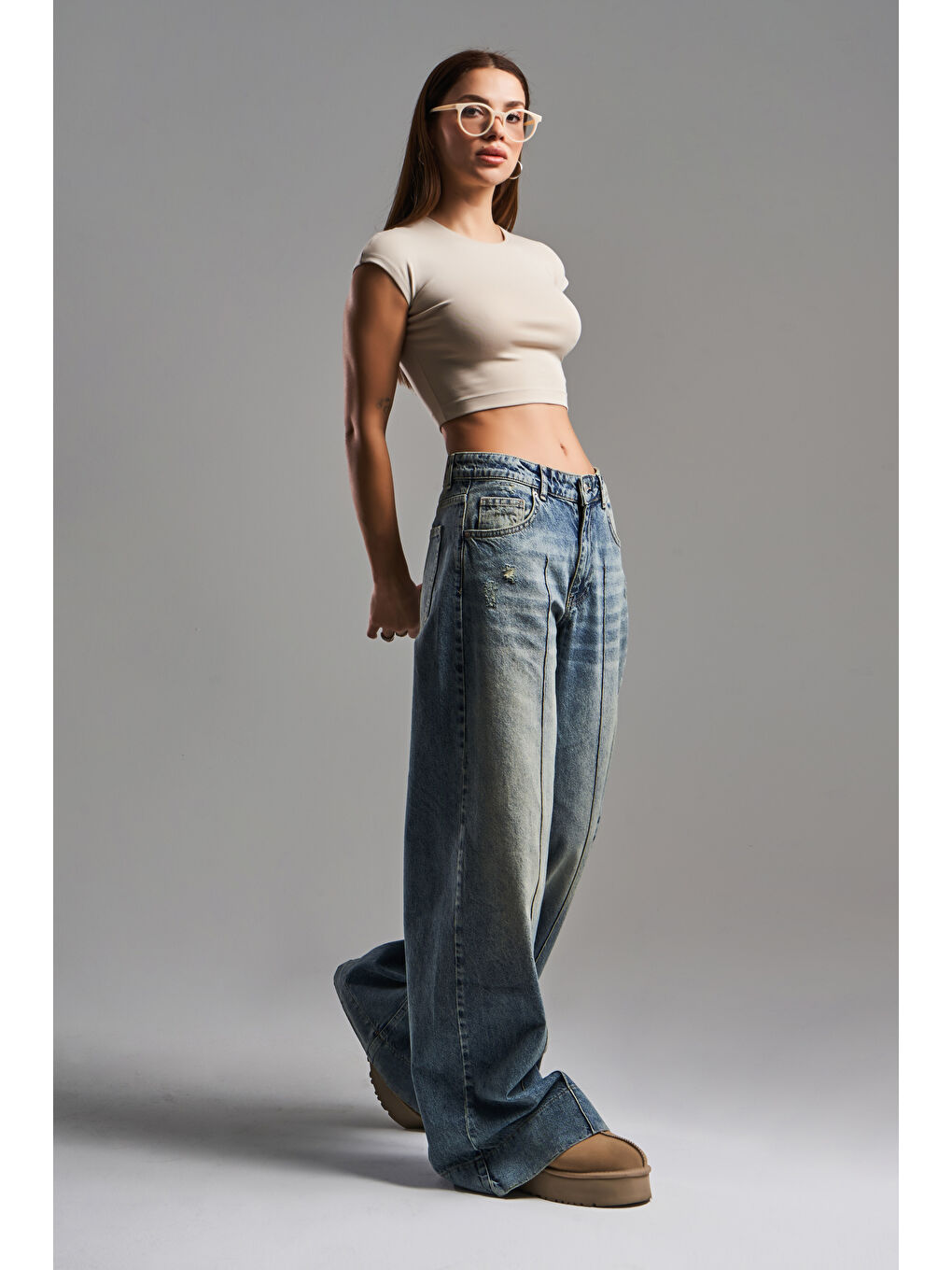 Mavi Kadın T Jean Rengi 12S5 65 Süper Palazzo Fit  100 Pamuk Orta Bel Denim Jean-2