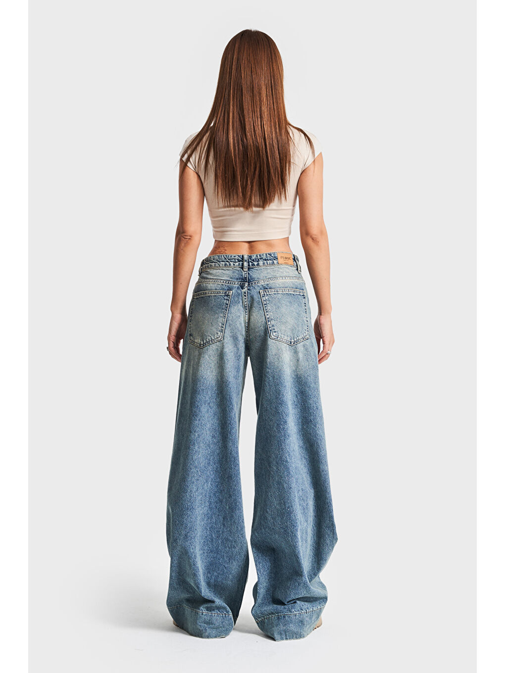 Mavi Kadın T Jean Rengi 12S5 65 Süper Palazzo Fit  100 Pamuk Orta Bel Denim Jean-3