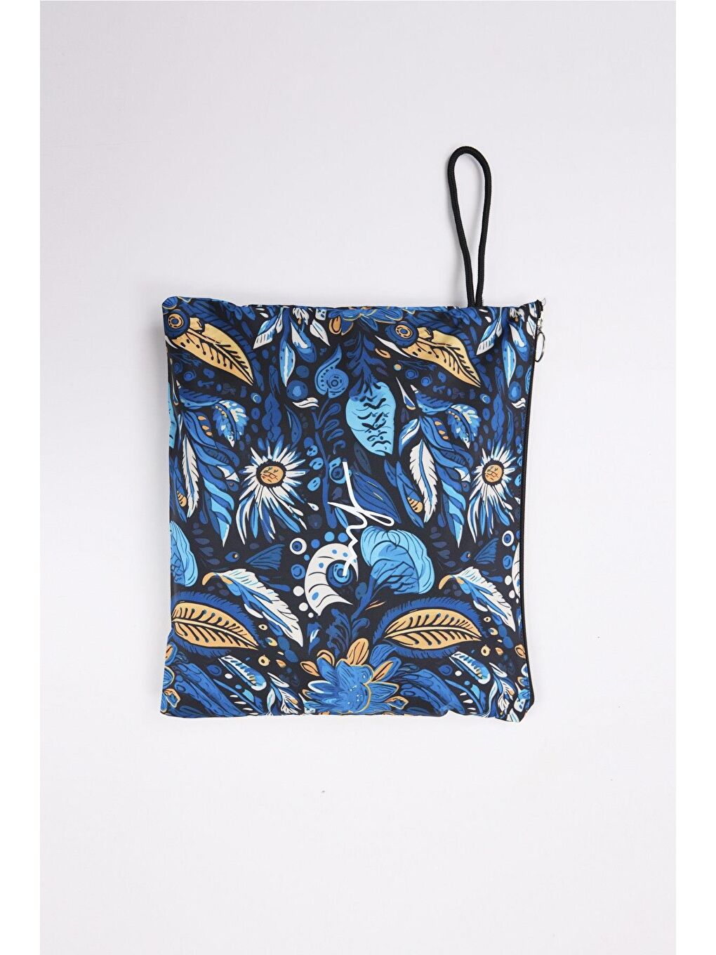 Kolları Floral Desenli Siyah 5 Parça Tam Tesettür Mayo Takımı 5015-7