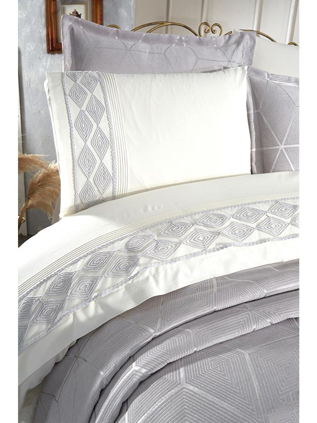 Verona 7 Parça Gelin Seti Gri-4