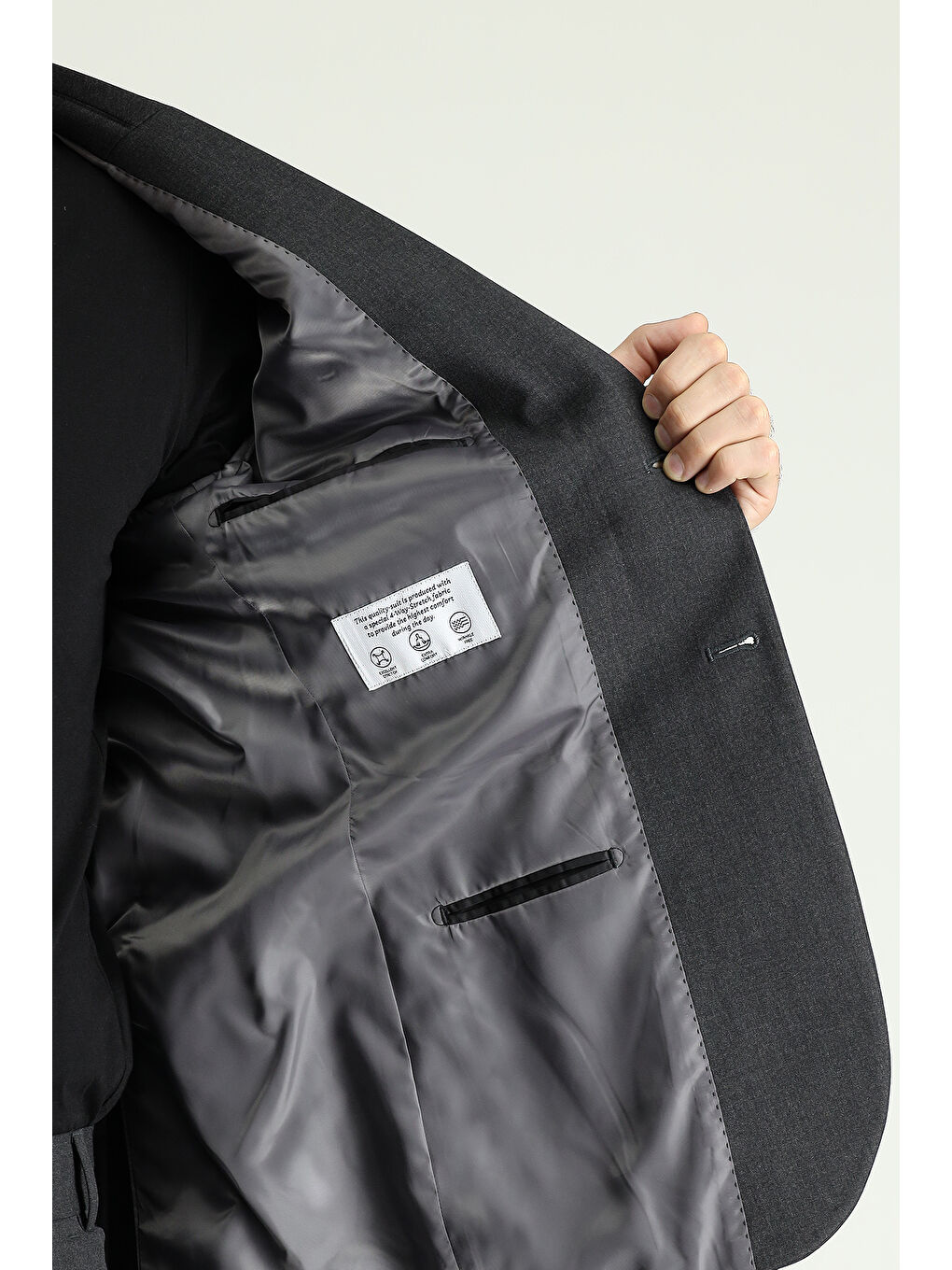 Gri Muscle Fit Süper Esnek Takım Elbise-7