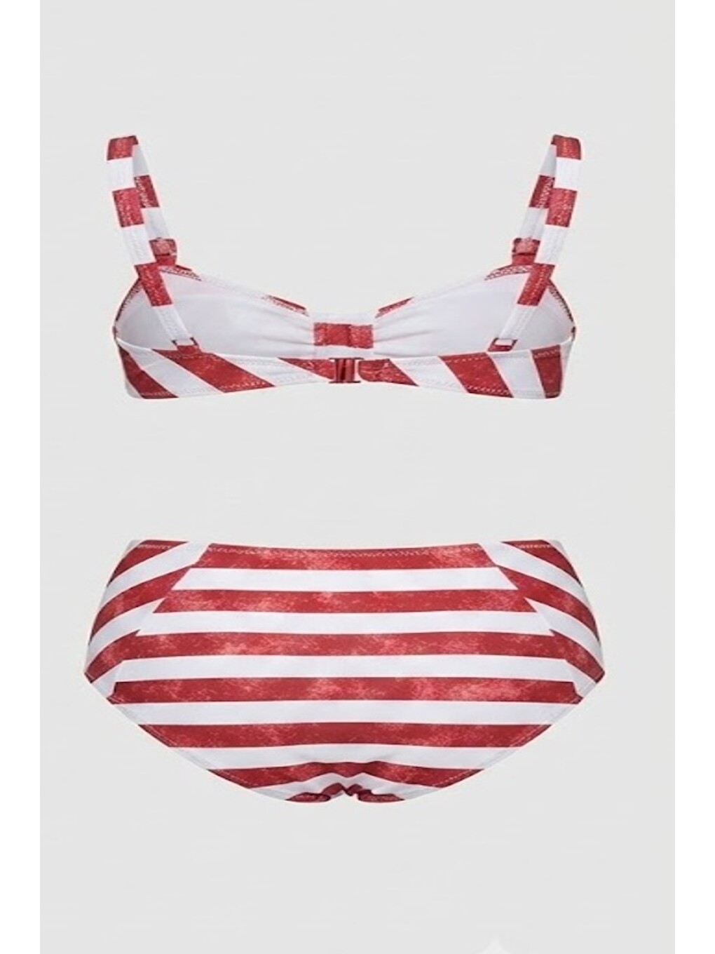 Yüksek Bel Straplez Bikini Takım 3225 Bordo/beyaz-1