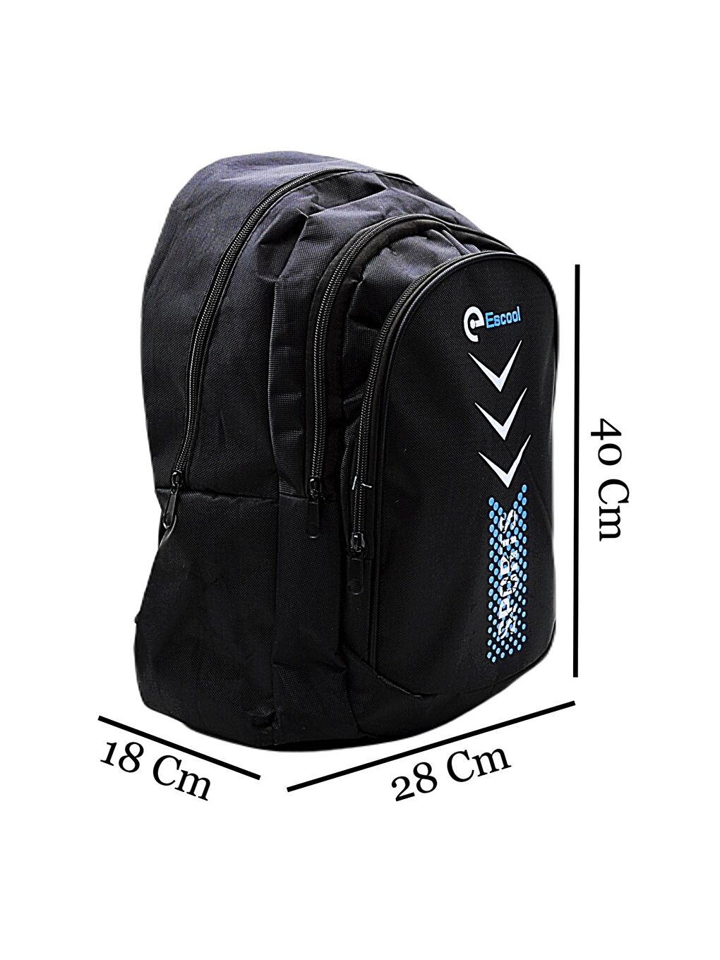 Sport 3 Bölmeli Okul Sırt Çantası Siyah Mavi Noktalı KOD:701-1