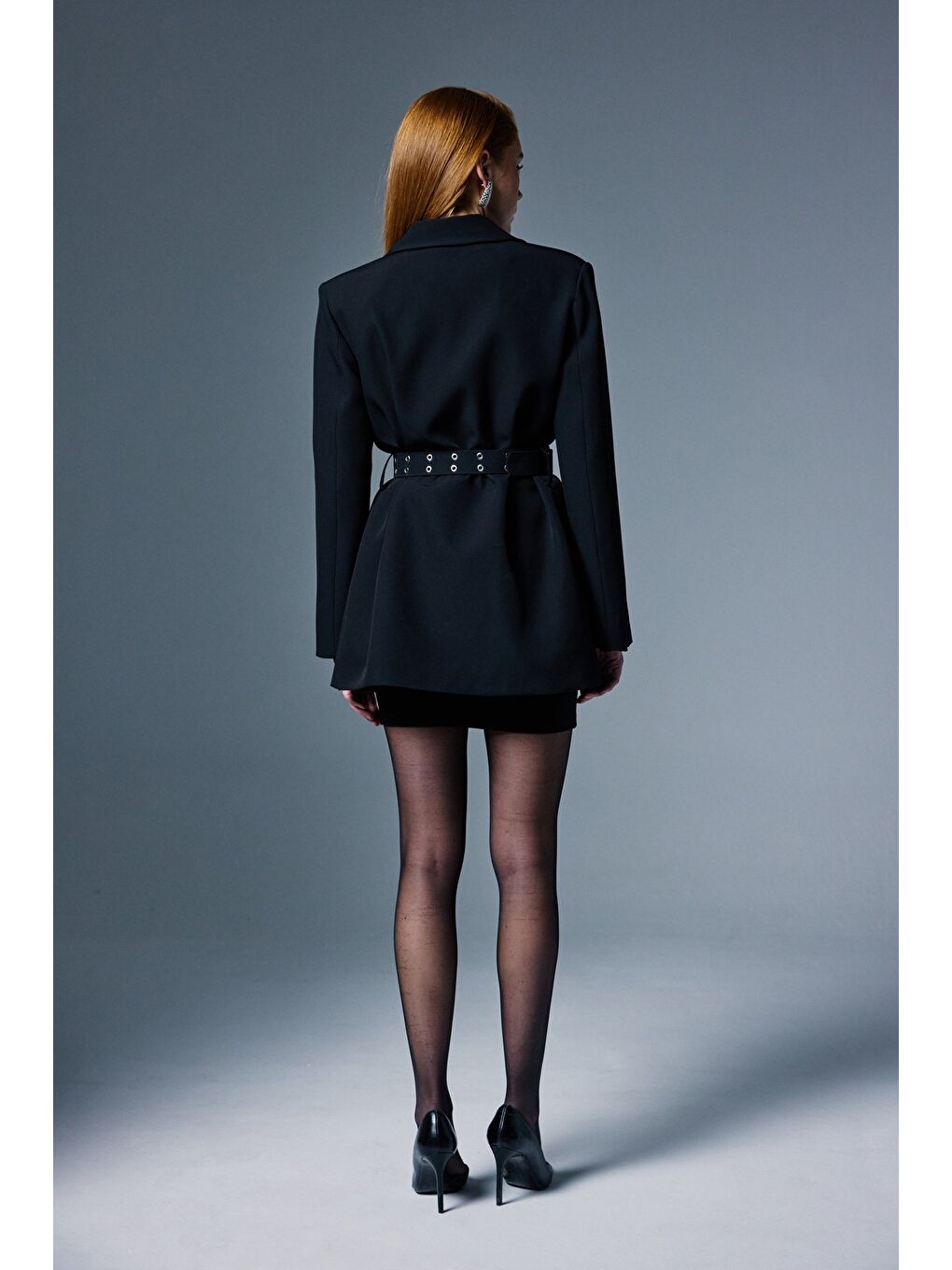 Kemer Detaylı Ceket - Siyah-7