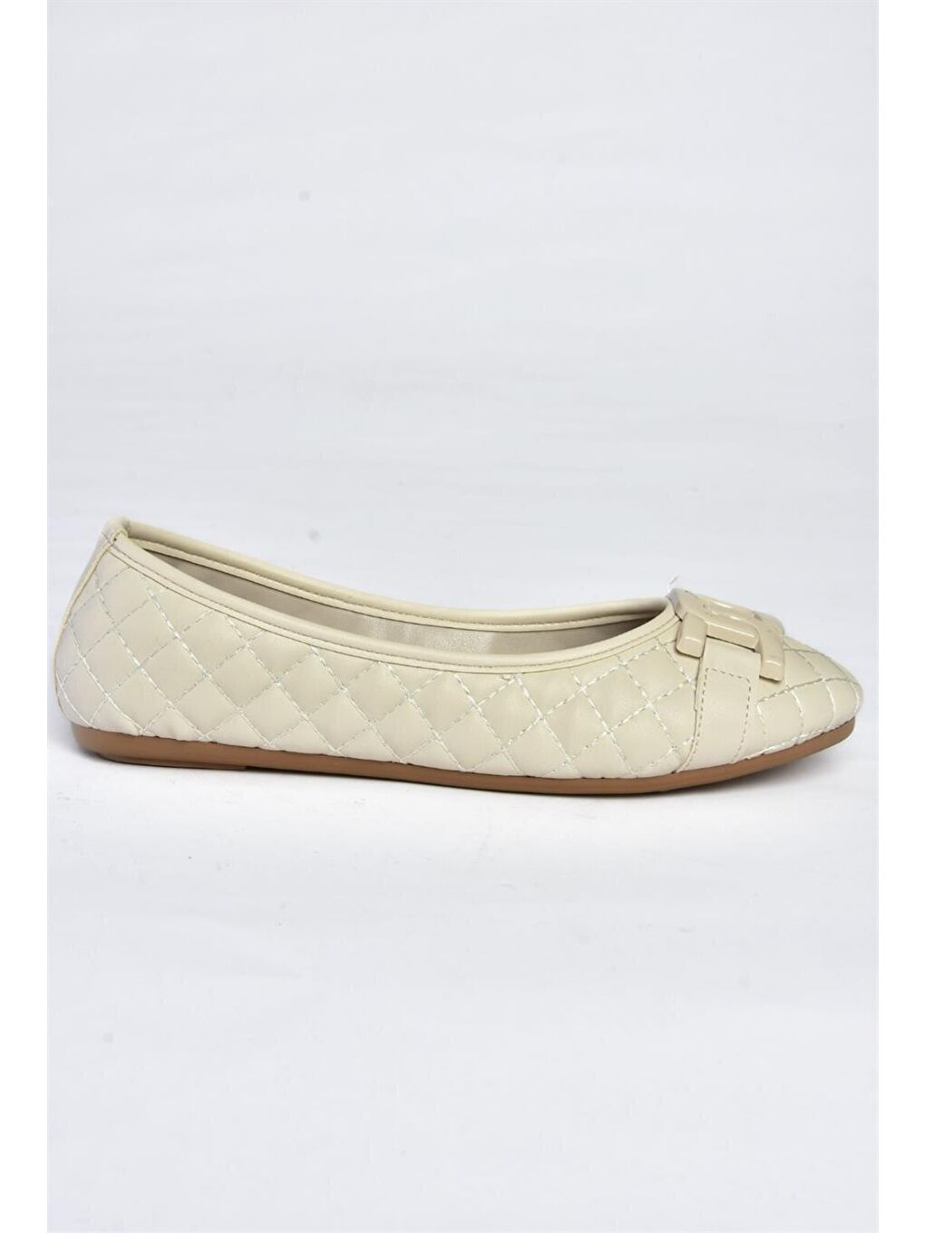 Fox Shoes P250005209 Bej Kapitone Tokalı Günlük Kadın Babet - 3