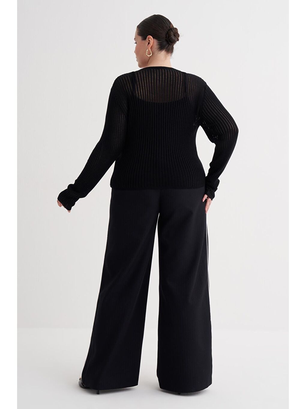 Siyah Transparan İnce Triko Bluz-4