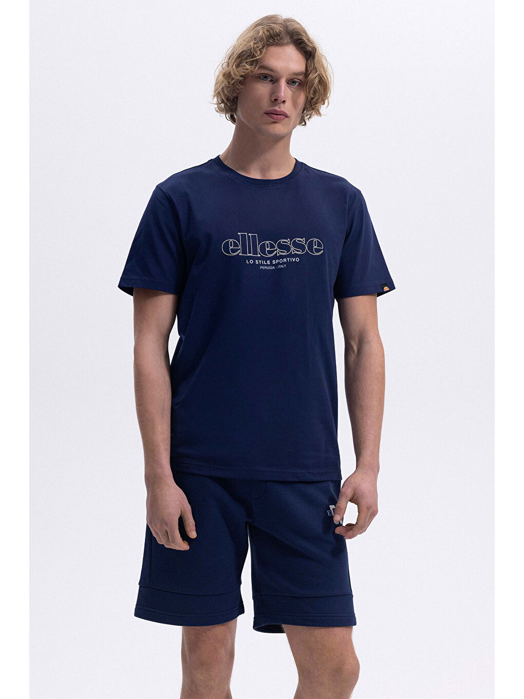 Lacivert % 100 Pamuk Regular Fit Bisiklet Yaka Logo Baskılı T Shirt EM451-NV