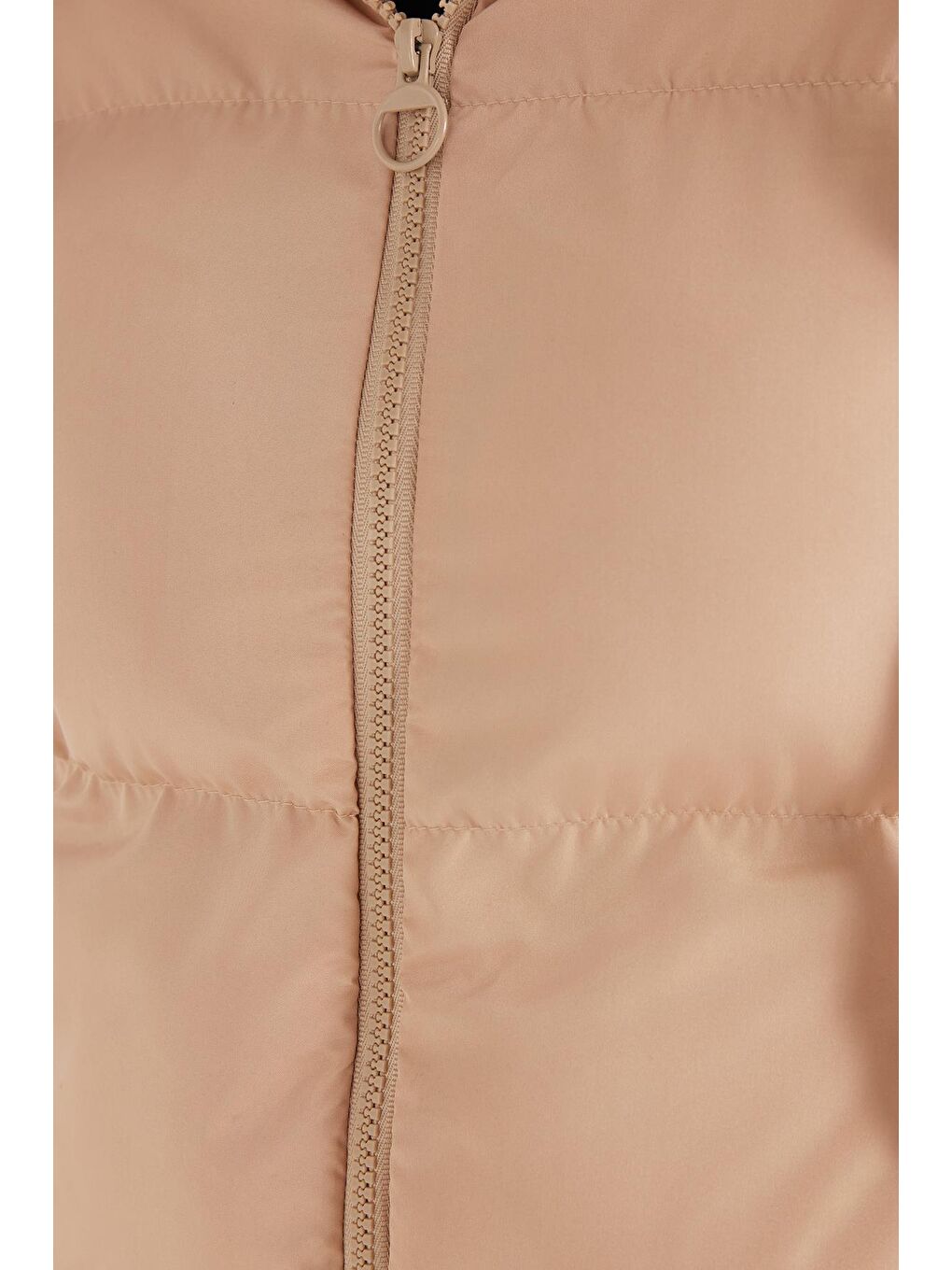 Kadın Regular Fit Klasik Kesim Kapüşonlu Şişme Bej Mont-5