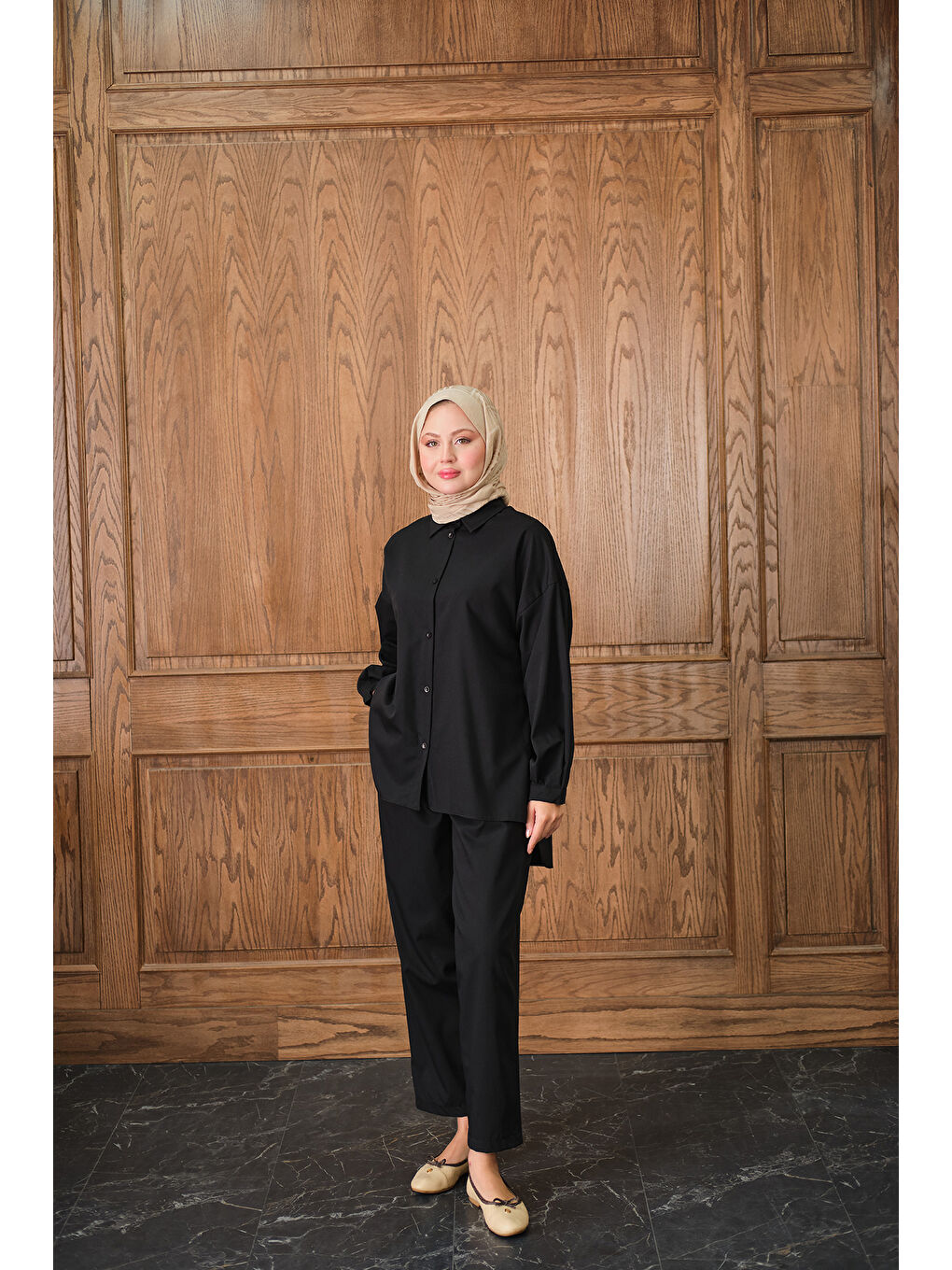 Kadın Gömlekli Takım Siyah-1