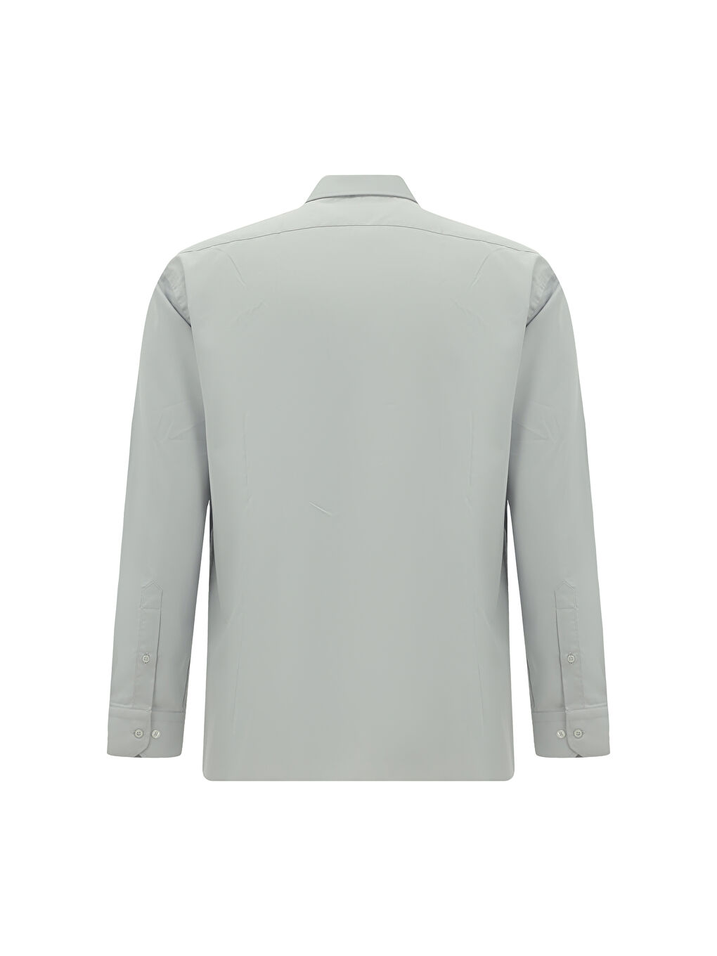 Gri Uzun Kol Slim Fit Dar Kesim Pamuklu Non Iron Saten Klasik Gömlek-1