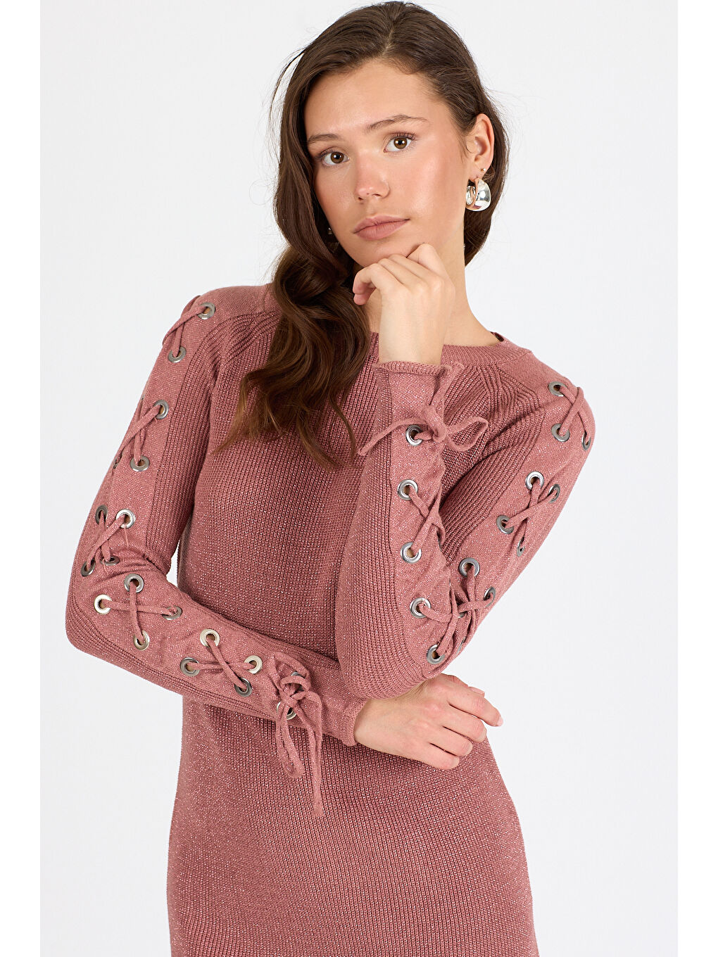 Pembe Kadın Triko Tunik 2405 (Standart Beden s-m-l-xl Beden Uyumludur)-1