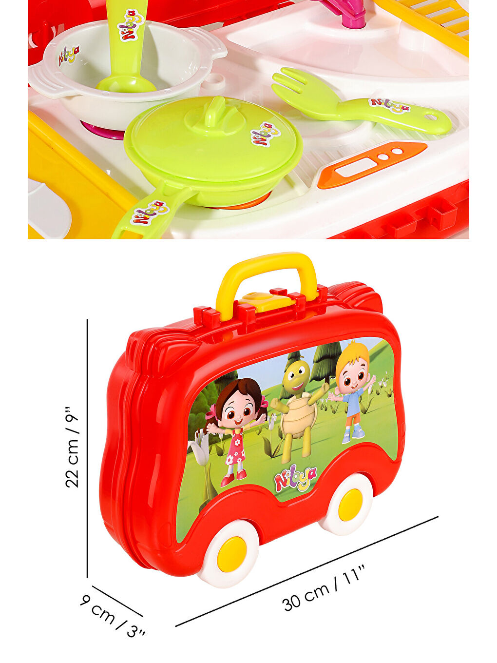 19 Parça Niloya Çantalı Mutfak Seti - Tekerlekli Tava Tencere Aşçı Meslek Oyunu Eğitici Oyuncak-5