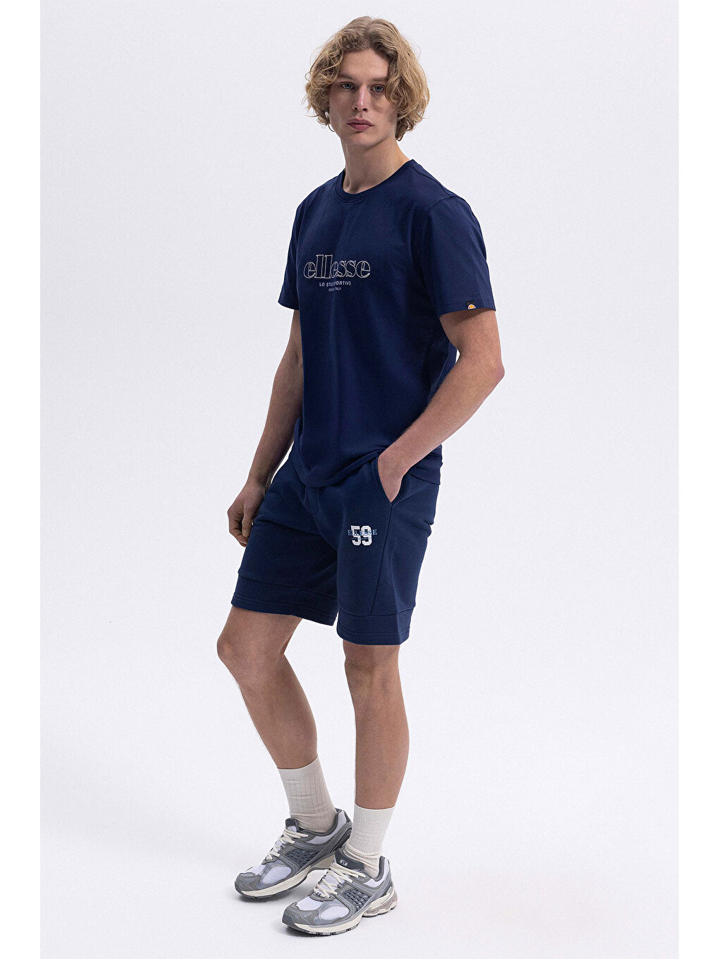 Lacivert % 100 Pamuk Regular Fit Bisiklet Yaka Logo Baskılı T Shirt EM451-NV-2