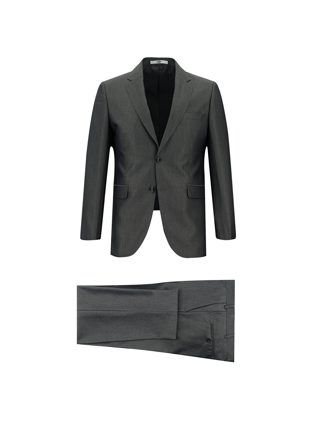 Gri Slim Fit Dar Kesim Klasik Desenli Takım Elbise