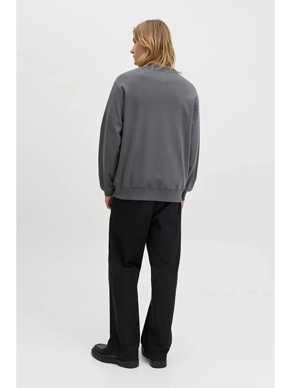 Antrasit Premium Jprblachad Pamuklu Relaxed Fit Bisiklet Yaka Sweat 12261386-4