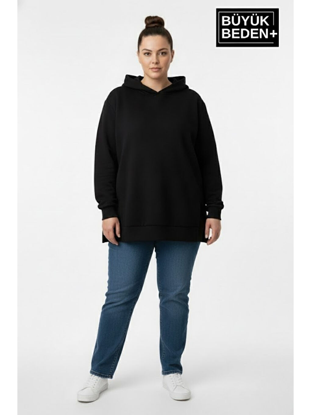 Lila Kadın Büyük Beden 2 'li Set Kapüşonlu Tunik ince Sweatshırt SPR26BTK991+2-1