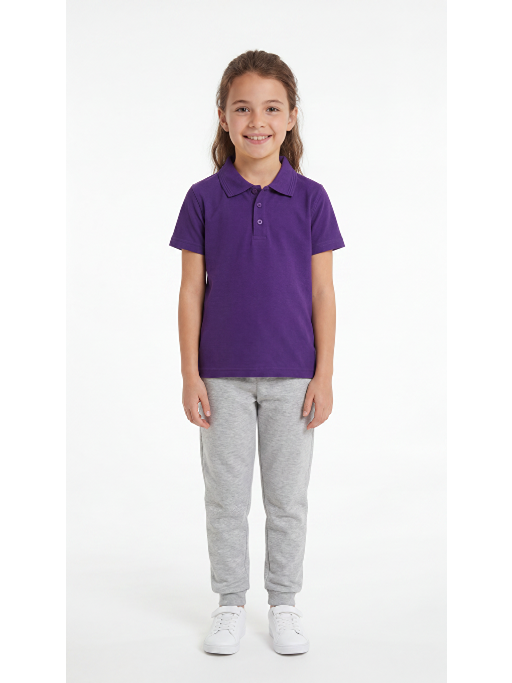 Mor Kız Çocuk Okul Kısa Kol Polo Yaka Lakost