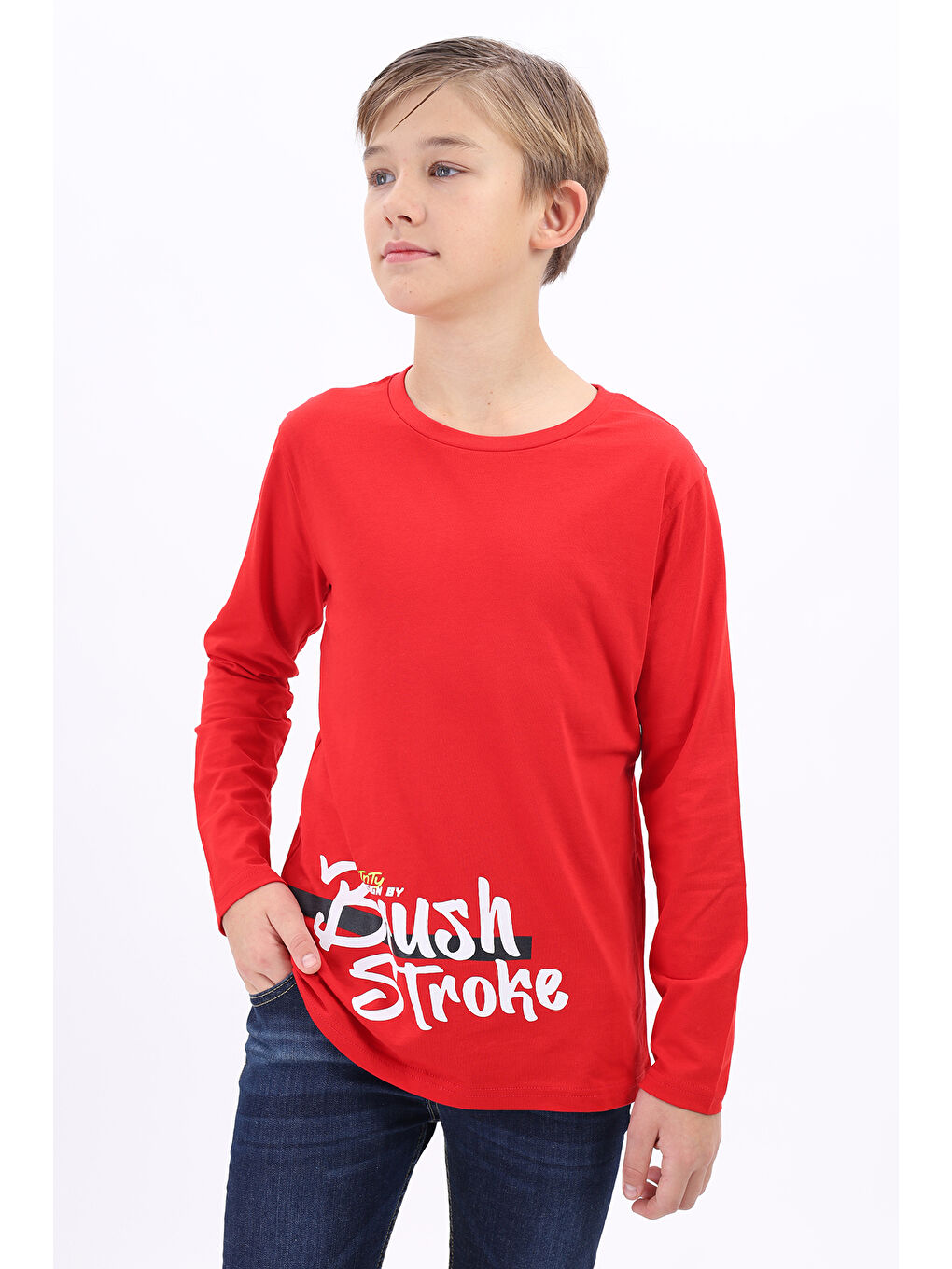 Kırmızı Erkek Çocuk Baskılı Tişört