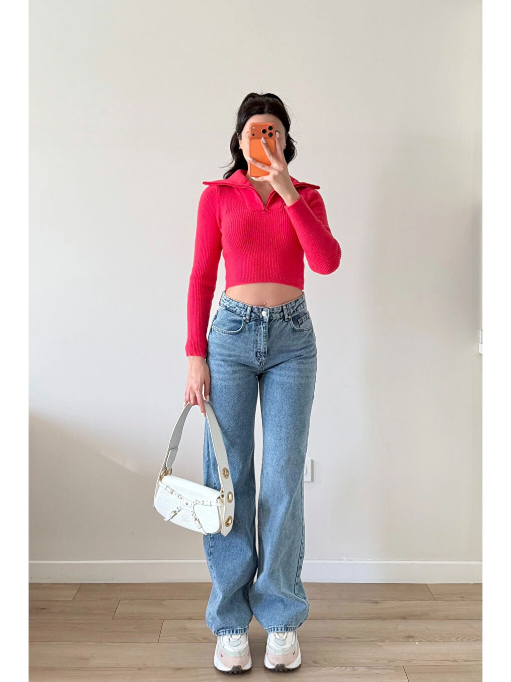 Kadın Fuşya Crop Kazak 1014-2022-2