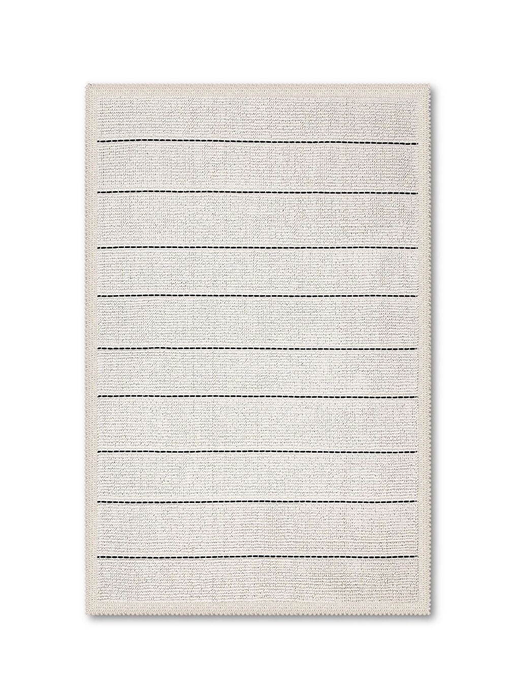 Bari Doğal Pamuklu 2'li Banyo Paspas Seti 60x100+50x60 Cm - Ekru-1