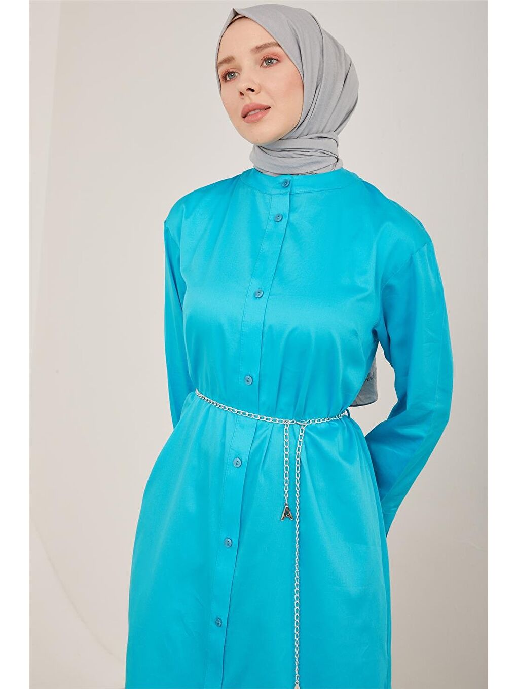 Yeşil Oversize Gömlek Tunik 23Y4502 Aqua-3