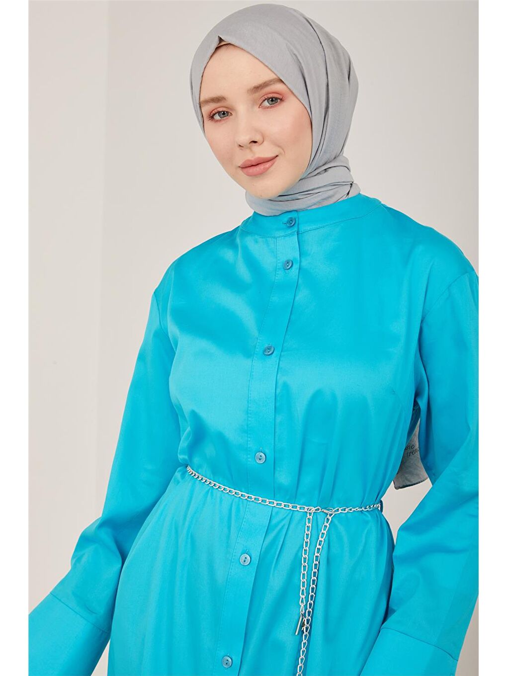 Yeşil Oversize Gömlek Tunik 23Y4502 Aqua-4