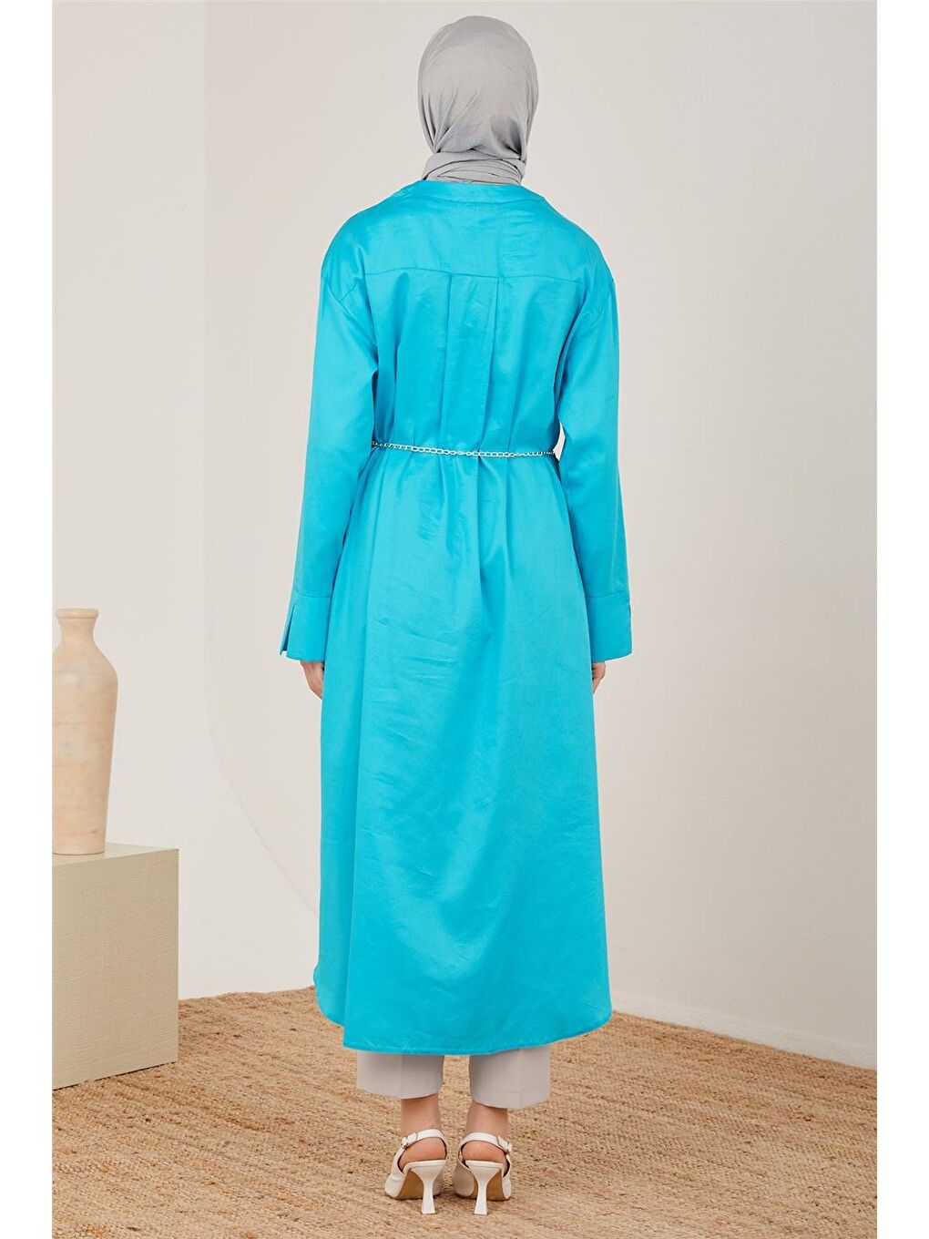 Yeşil Oversize Gömlek Tunik 23Y4502 Aqua-5