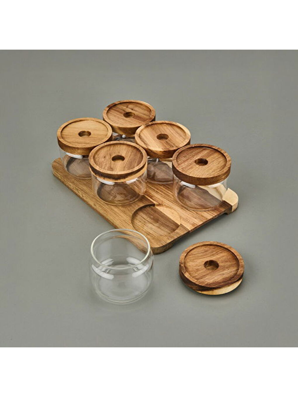 Akasya 6'lı Kahvaltılık Takımı - Kahverengi / Şeffaf - 29x19,5 cm-1