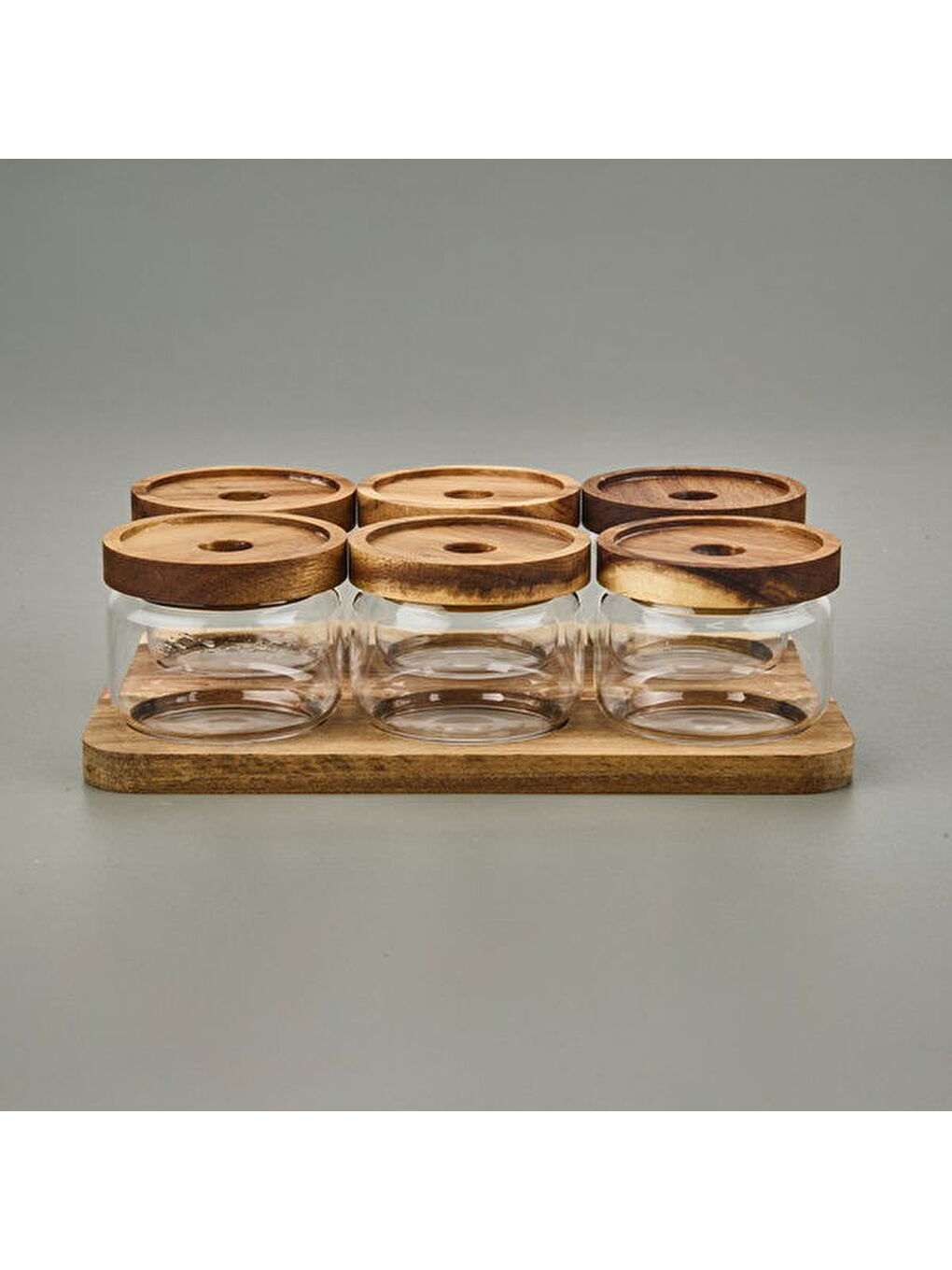 Akasya 6'lı Kahvaltılık Takımı - Kahverengi / Şeffaf - 29x19,5 cm-2