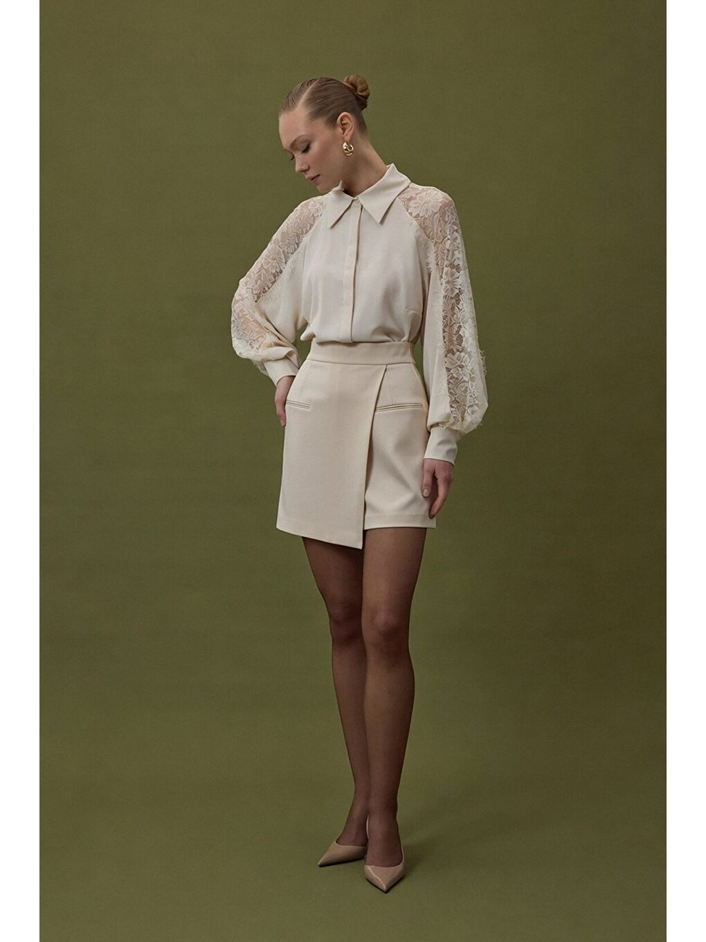 Talia Şort Etek - Bej