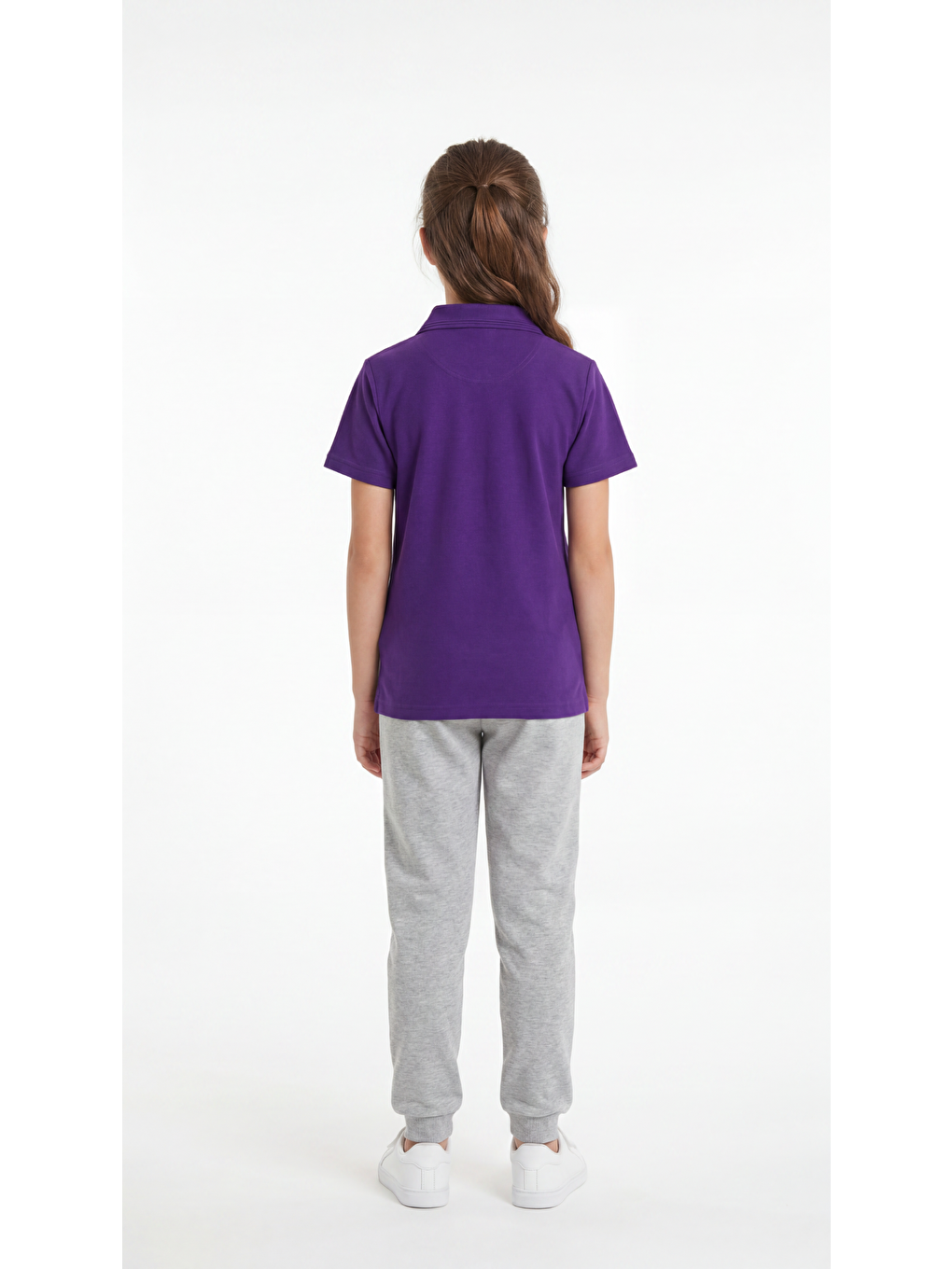 Mor Kız Çocuk Okul Kısa Kol Polo Yaka Lakost-3