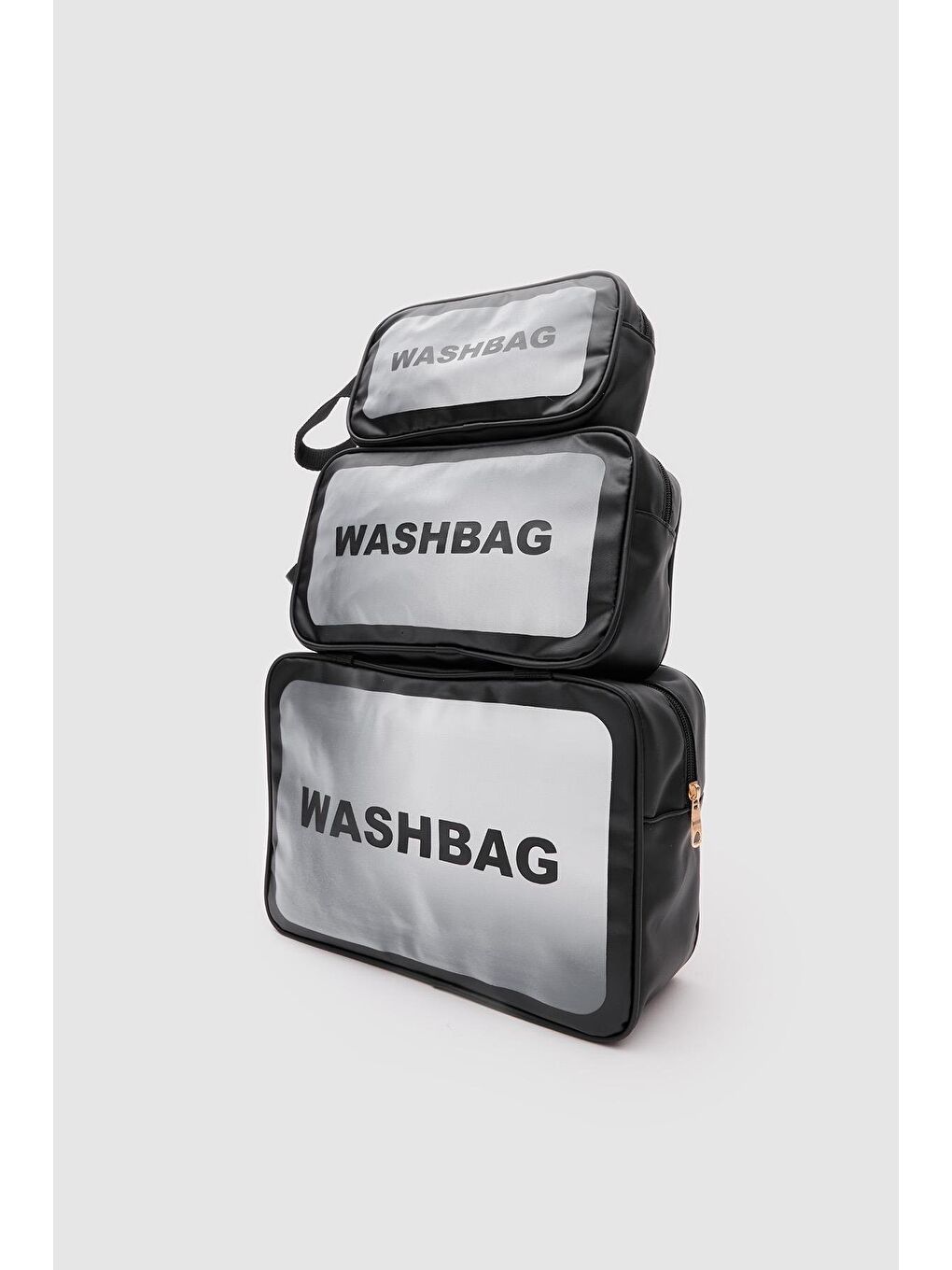 Wash Bag Su Geçirmez 3'Lü Kozmetik Çantası Siyah-4