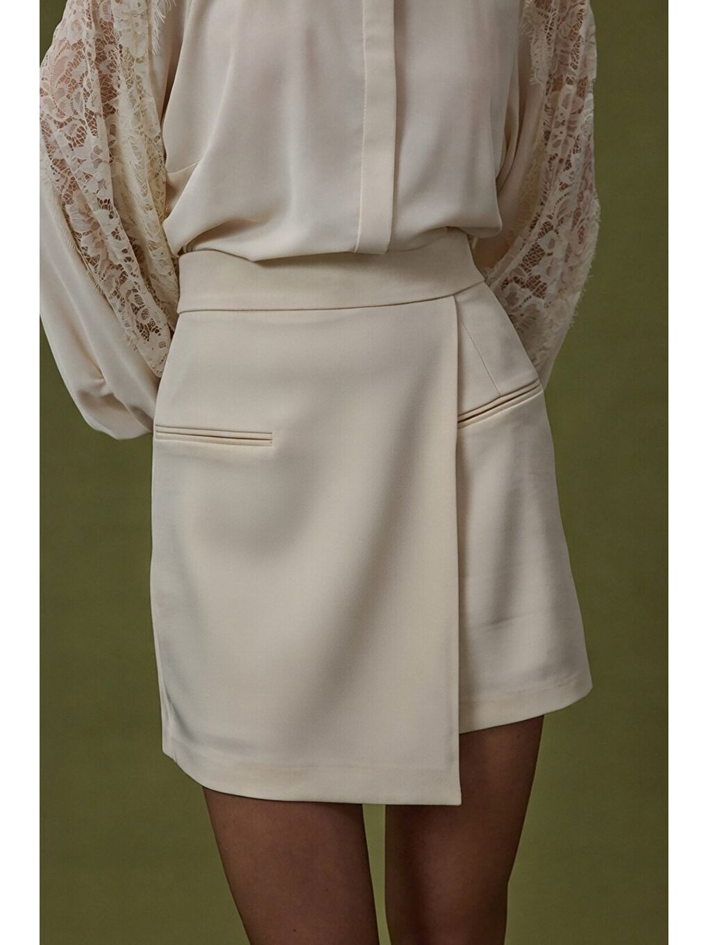 Talia Şort Etek - Bej-5