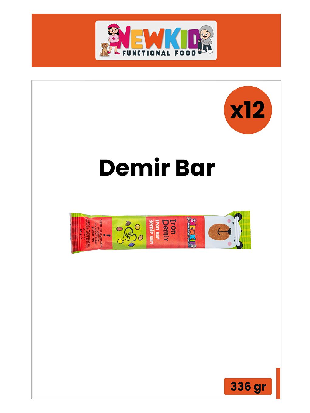 Çocuklara Özel Bademli Elmalı Hurma Barı 28 gr - Demir Ilaveli, Glutensiz, Vegan 12 Adet-1