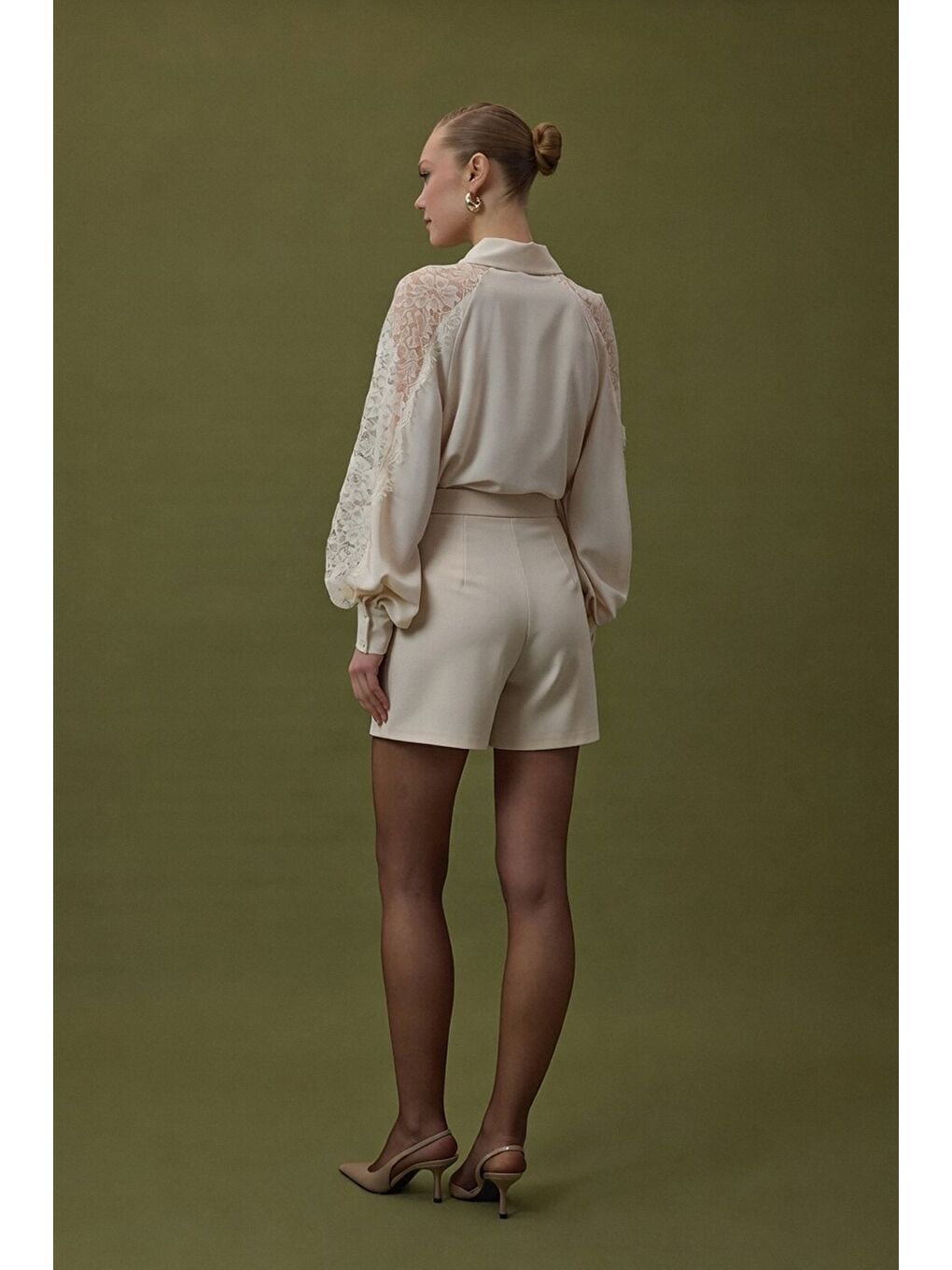 Talia Şort Etek - Bej-6
