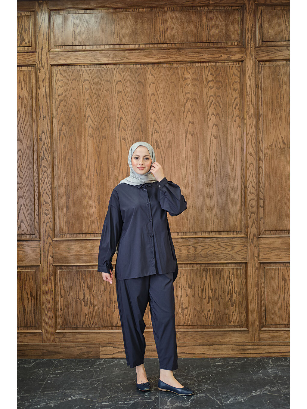 Kadın Gömlekli Takım Lacivert-2