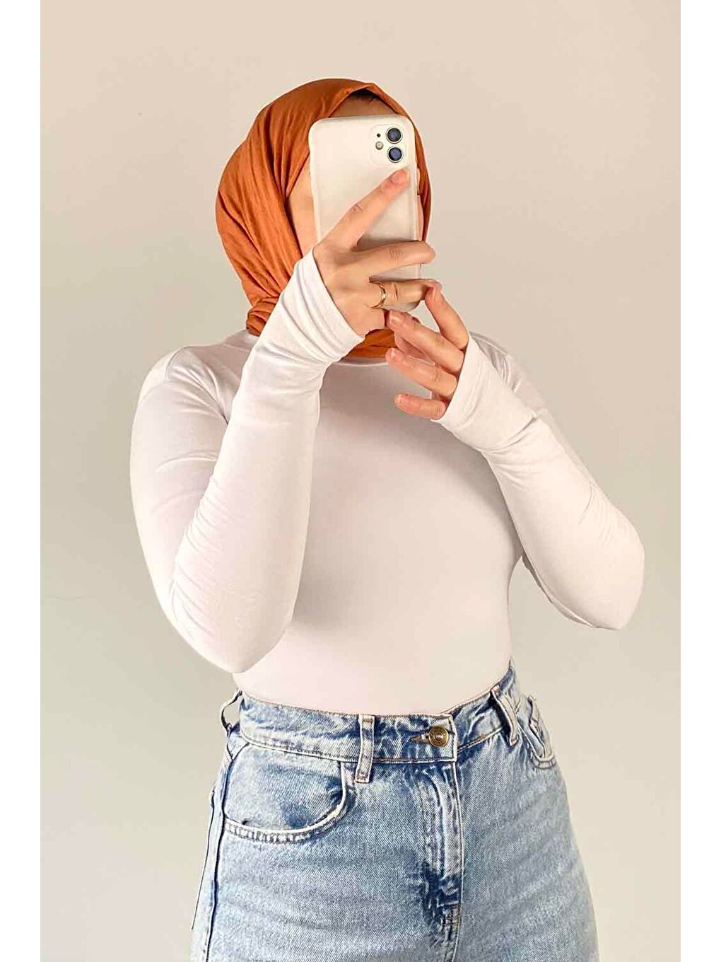 Eldiven Detaylı Balıkçı Yaka Body Beyaz