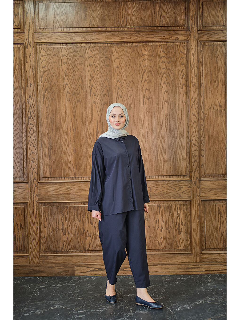 Kadın Gömlekli Takım Lacivert-3