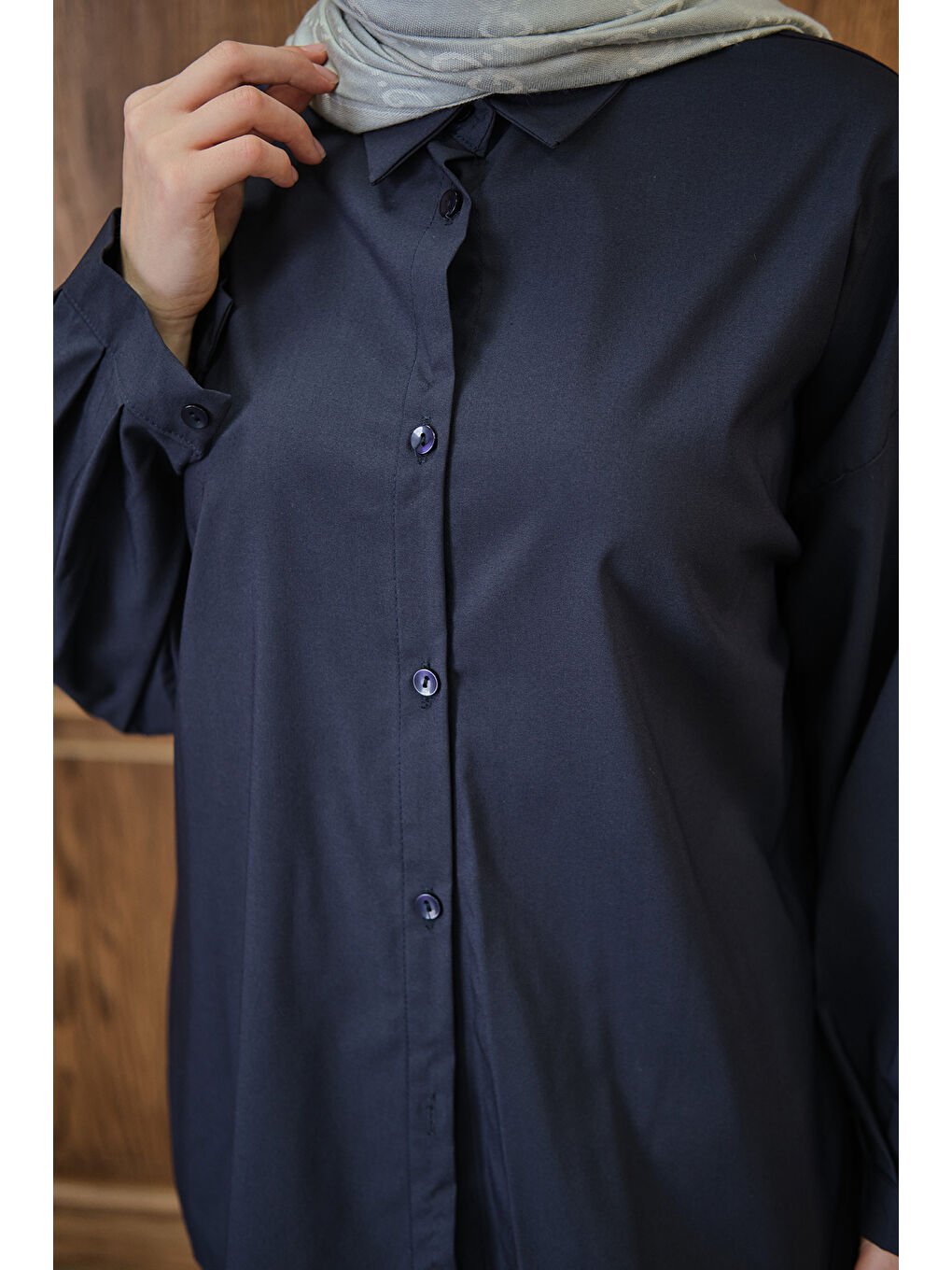 Kadın Gömlekli Takım Lacivert-4