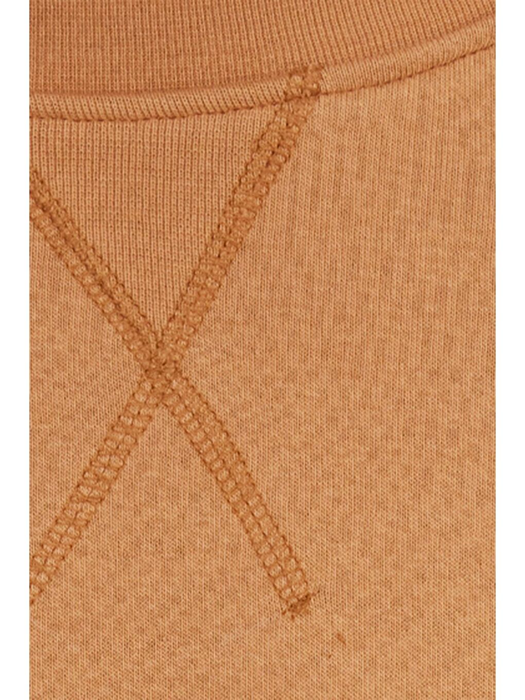 Sarı Unisex Relax Fit Rahat Kesim %100 Pamuk Basic Camel Bisiklet Yaka Sweatshirt-5