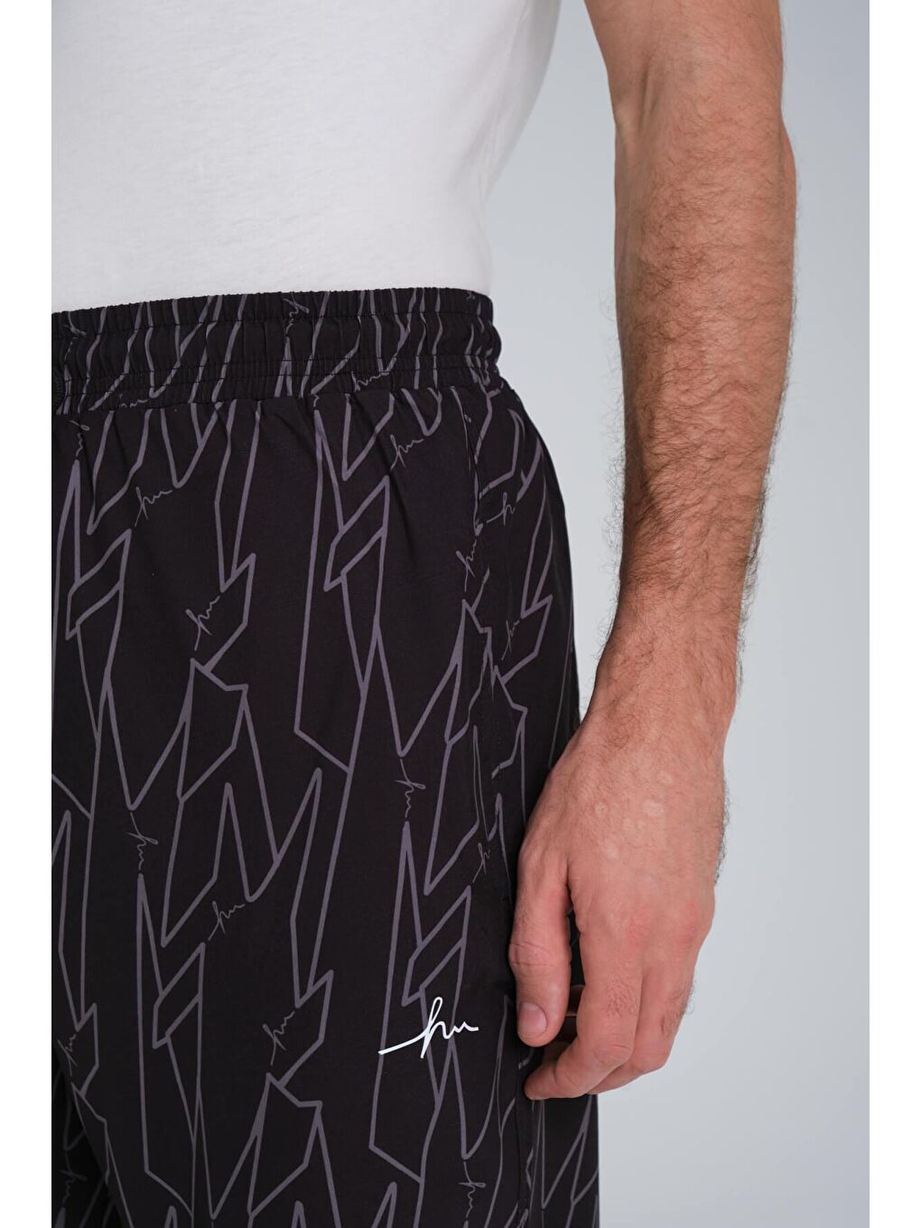 Desenli Siyah Erkek Uzun Erkek Havuz Ve Deniz Şortu 244-3