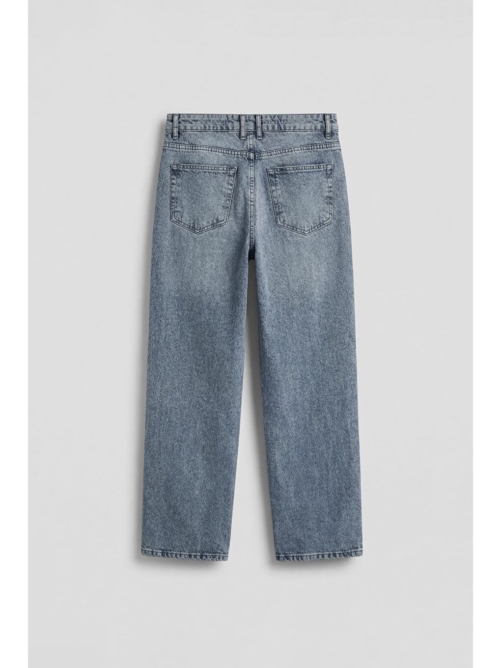 Erkek Baggy Nakış Detaylı Jean Pantolon Mavi-1