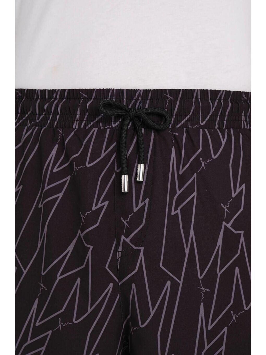 Desenli Siyah Erkek Uzun Erkek Havuz Ve Deniz Şortu 244-4