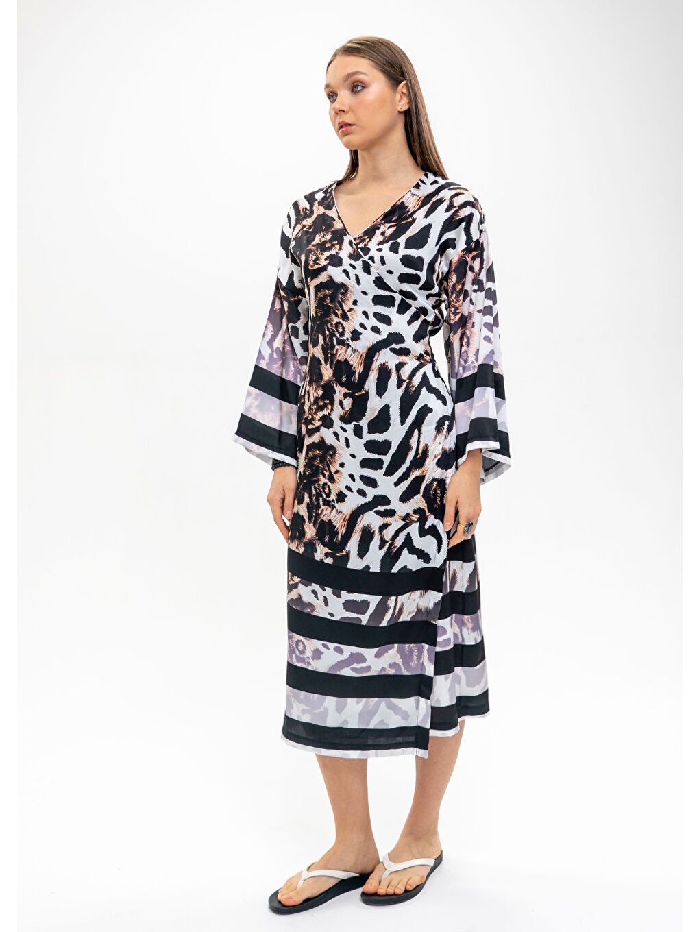 Karışık Modern Leopar Kimono-3